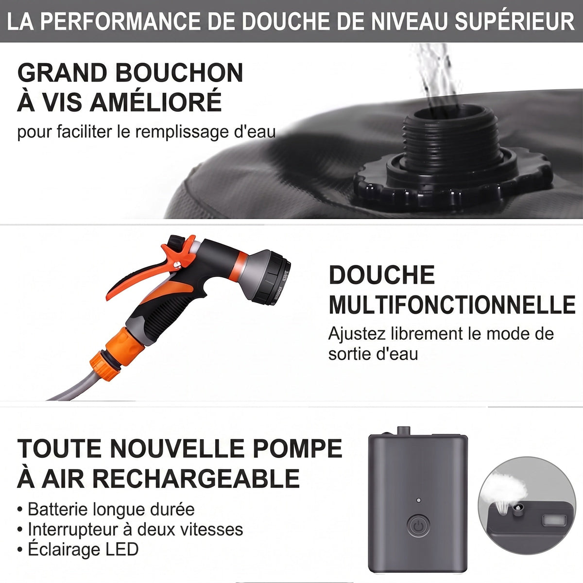 Douche Portable Camping Rechargeable USB ClinyShowe
