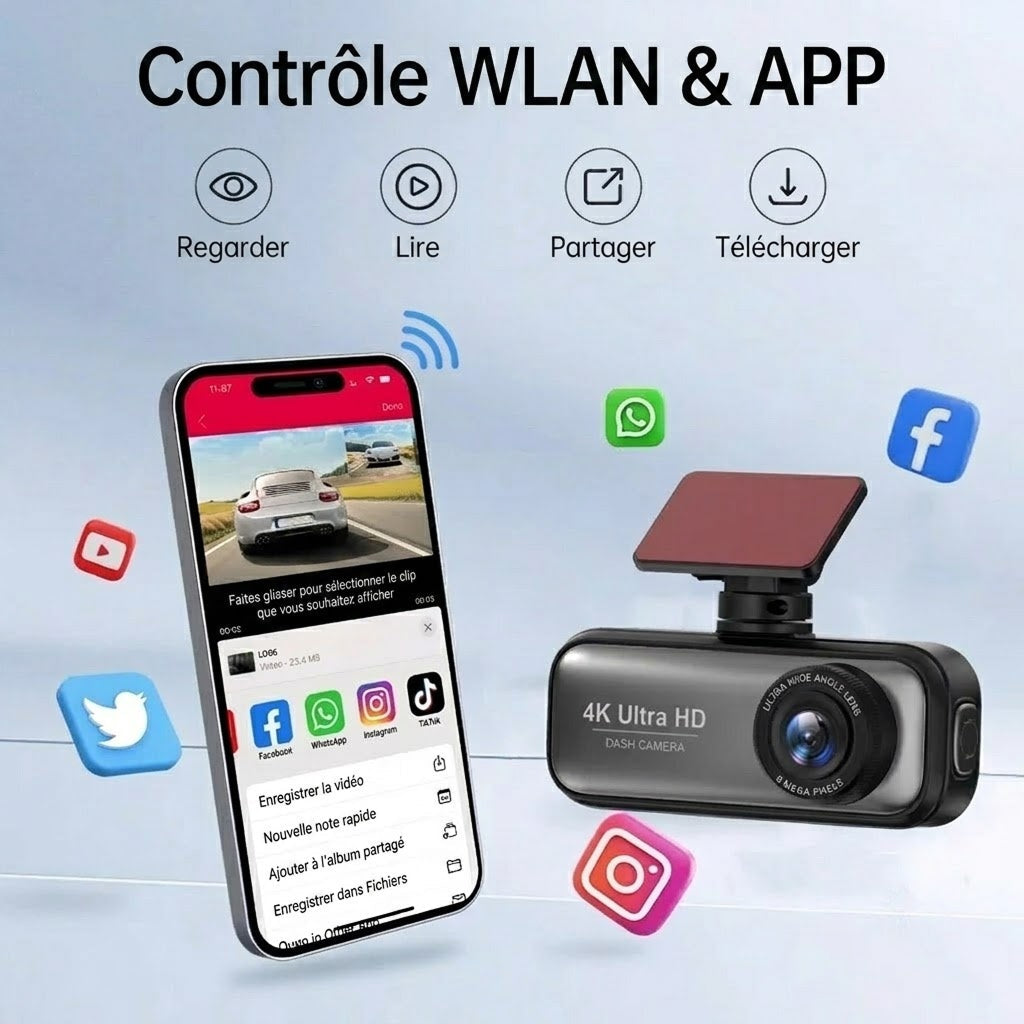 DashyLynk Dashcam Sans Fil 4K UHD avec GPS et Surveillance Parking