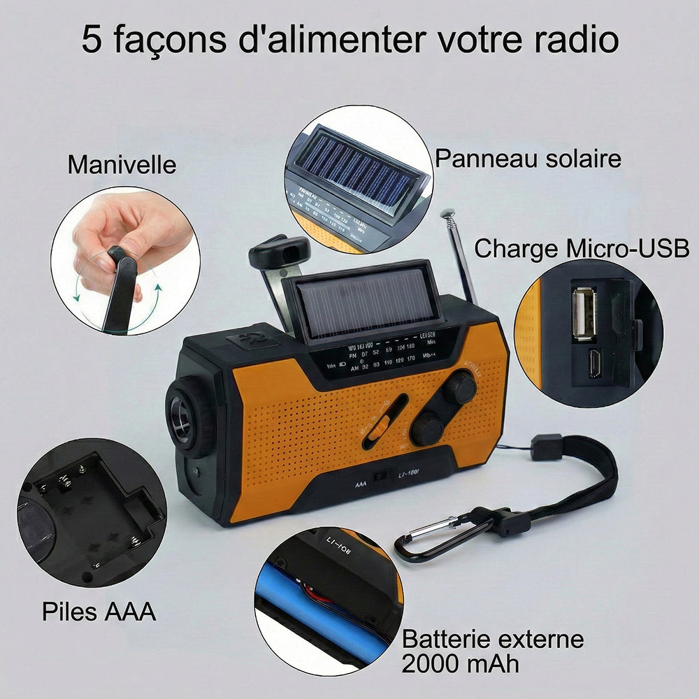 AlerSkyo Radio De Survie Dynamo Solaire et Torche d'Urgence