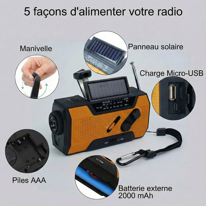AlerSkyo Radio De Survie Dynamo Solaire et Torche d'Urgence