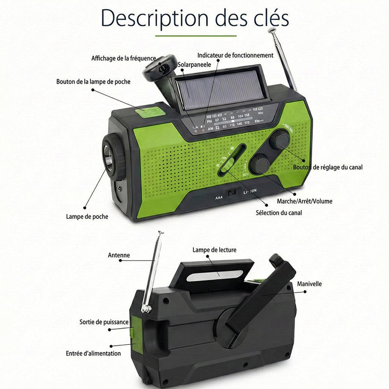 AlerSkyo Radio De Survie Dynamo Solaire et Torche d'Urgence