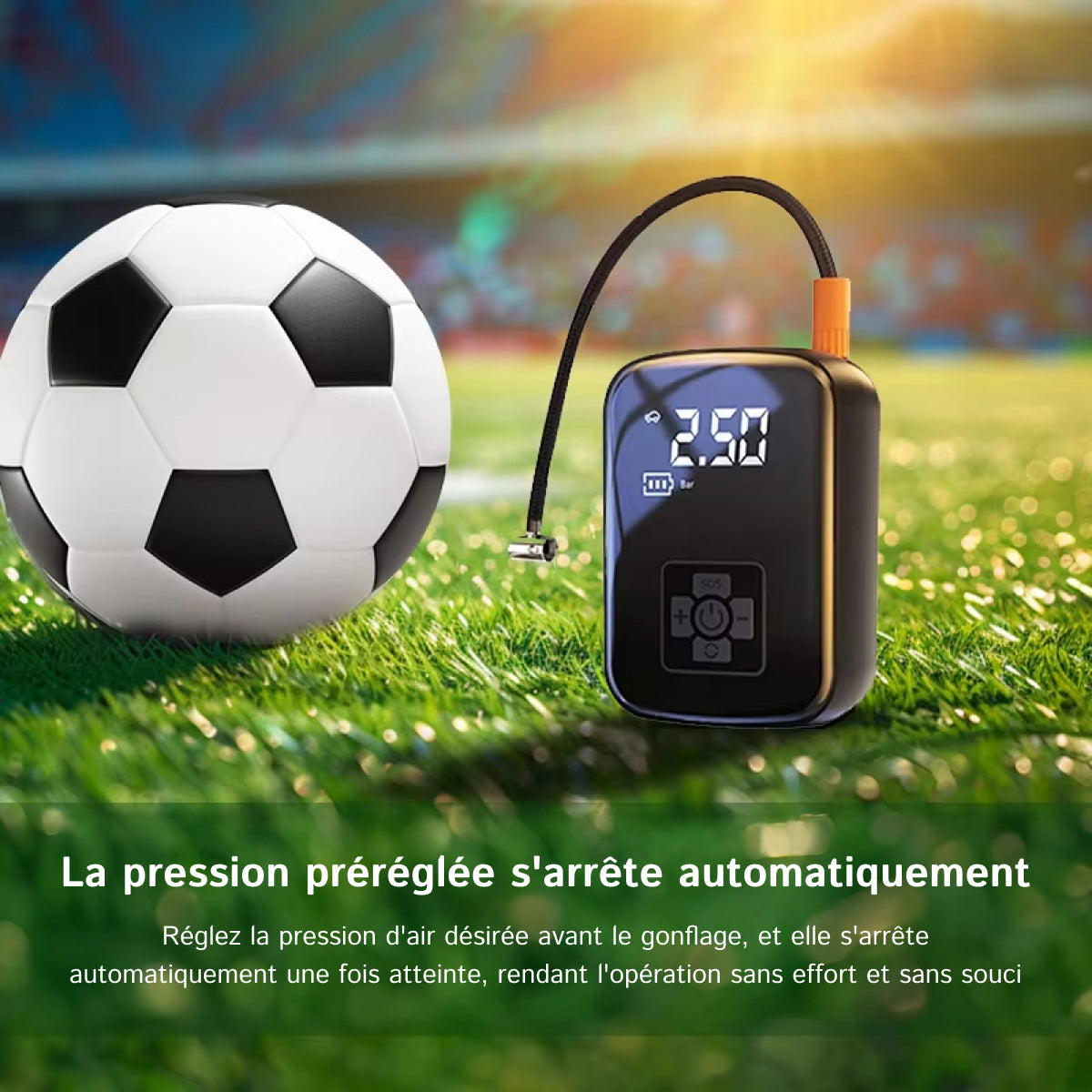 Gonfleur de Pneu Portable BlitzoPum - Débit 70L/min & Arrêt IA