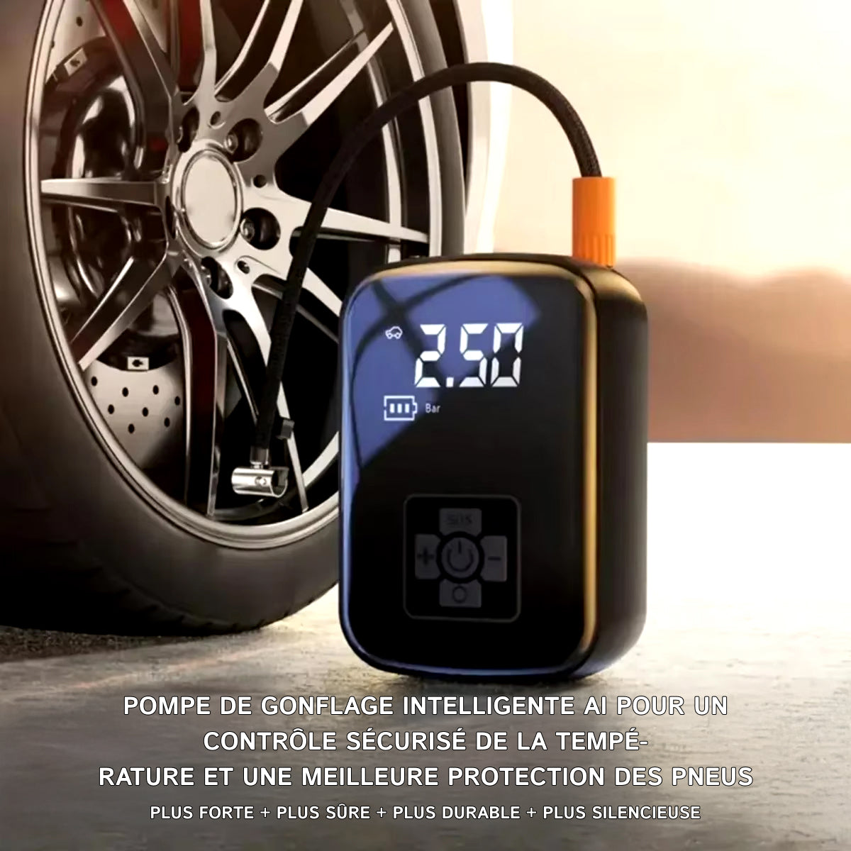 Gonfleur de Pneu Portable BlitzoPum - Débit 70L/min & Arrêt IA