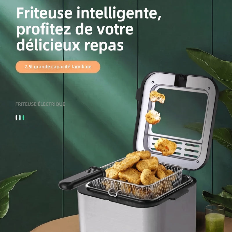 CryspiPro Friteuse Électrique 2,5L Inox 1000W Antiadhésive