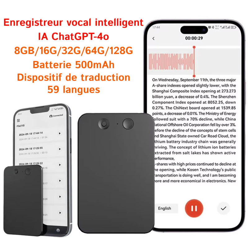 EchoScrib Dictaphone Enregistreur Vocal IA et Transcription