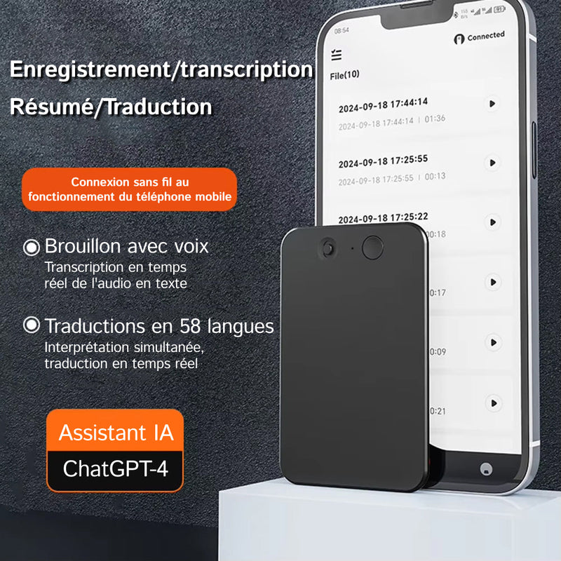 EchoScrib Dictaphone Enregistreur Vocal IA et Transcription