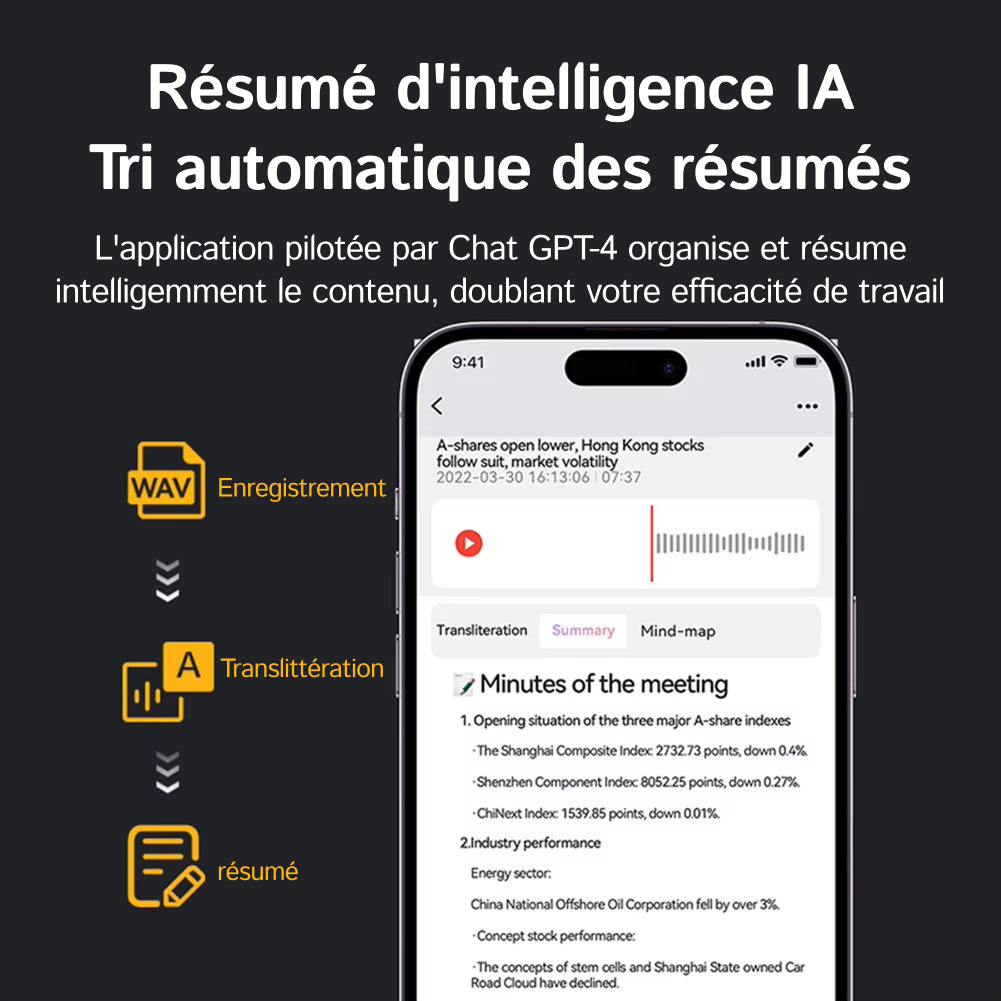 EchoScrib Dictaphone Enregistreur Vocal IA et Transcription