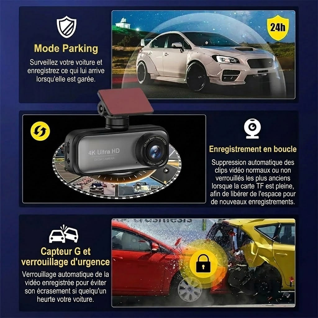 DashyLynk Dashcam Sans Fil 4K UHD avec GPS et Surveillance Parking
