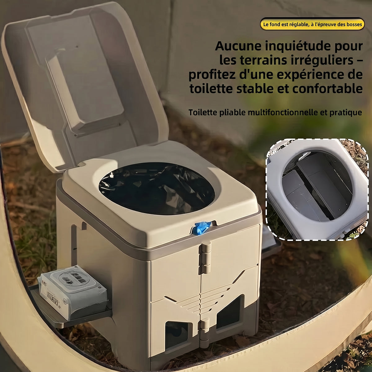 HushiPot | Toilettes De Camping Pliables Tout-Terrain 3-en-1