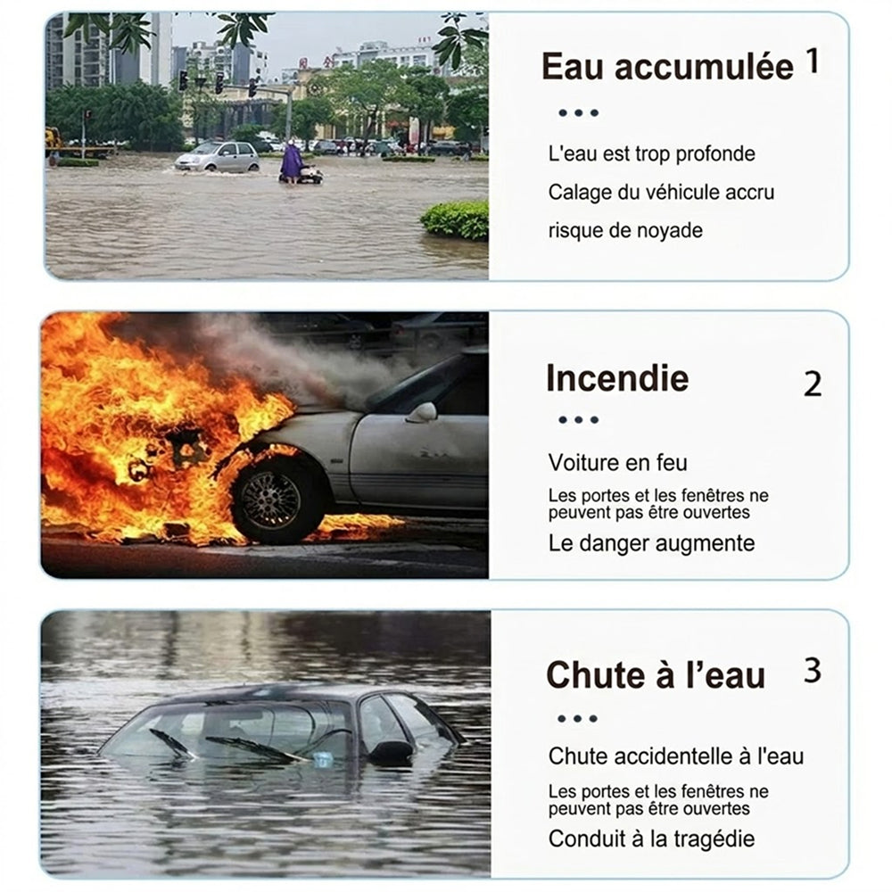 GlasiTeki Brise-Vitre et Coupe-Ceinture Outil Sécurité Auto 2-en-1
