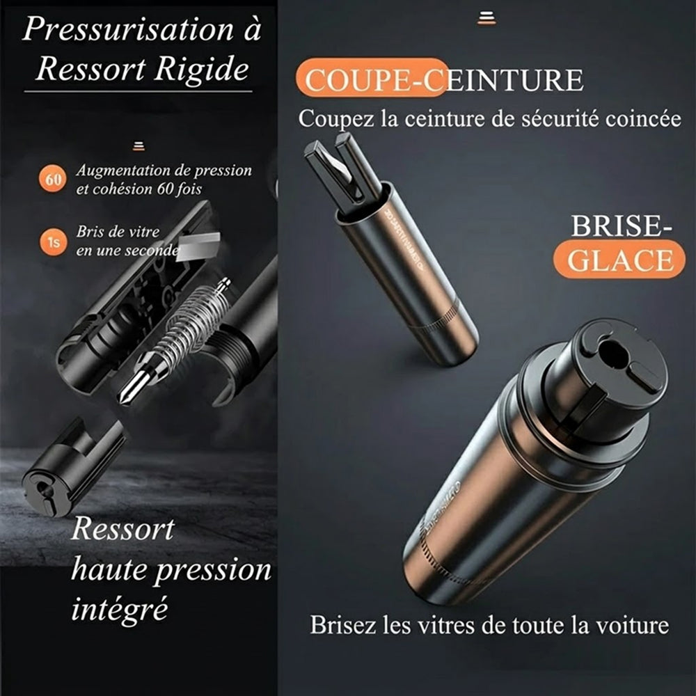 GlasiTeki Brise-Vitre et Coupe-Ceinture Outil Sécurité Auto 2-en-1