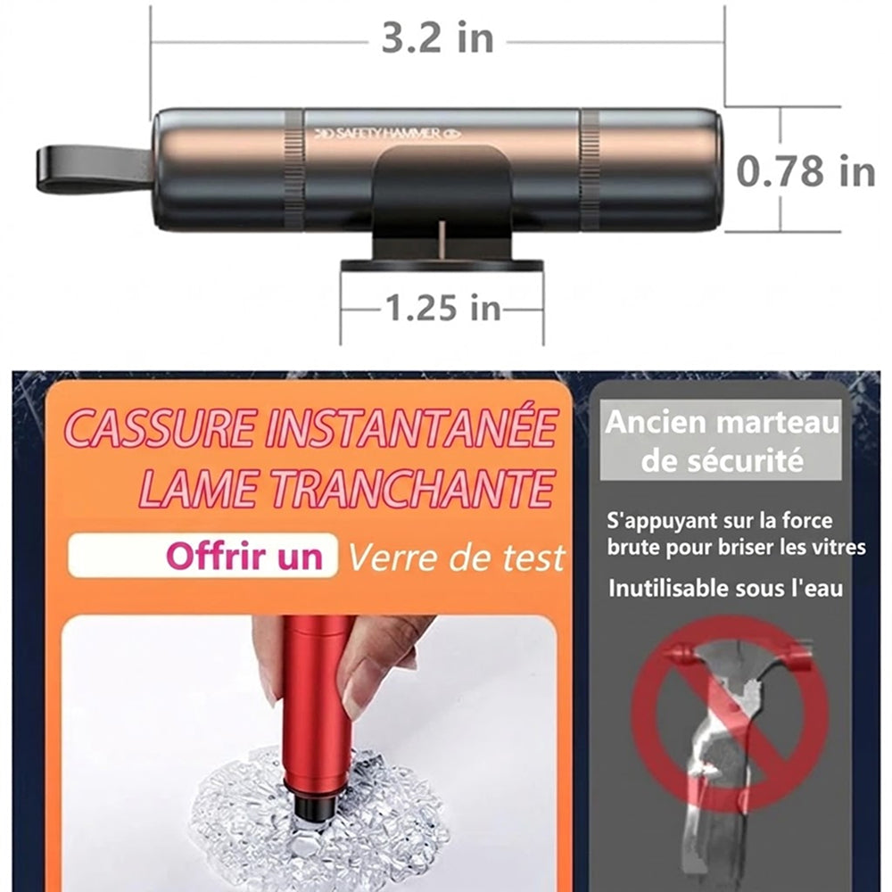 GlasiTeki Brise-Vitre et Coupe-Ceinture Outil Sécurité Auto 2-en-1