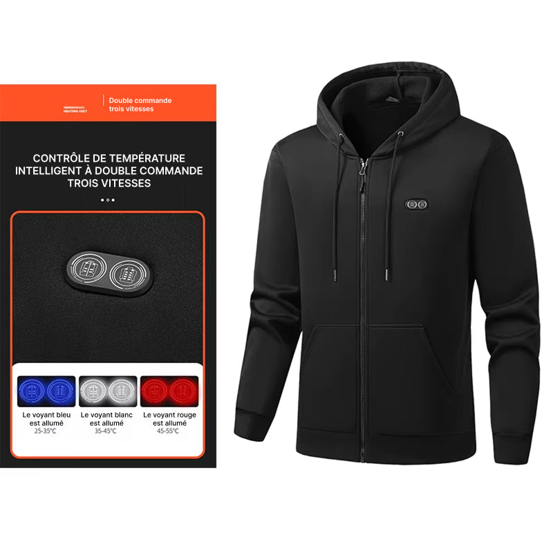 HoodyCoze Sweat Chauffant Homme & Femme 17 Zones Thermiques