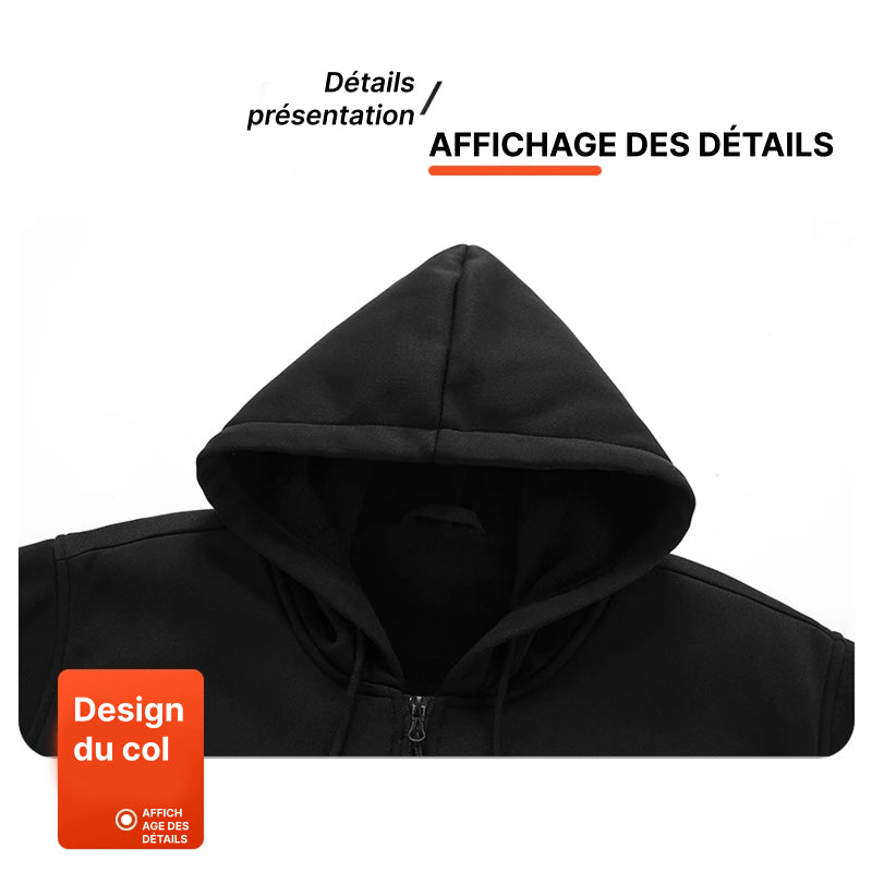 HoodyCoze Sweat Chauffant Homme & Femme 17 Zones Thermiques