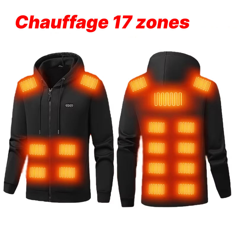HoodyCoze Sweat Chauffant Homme & Femme 17 Zones Thermiques