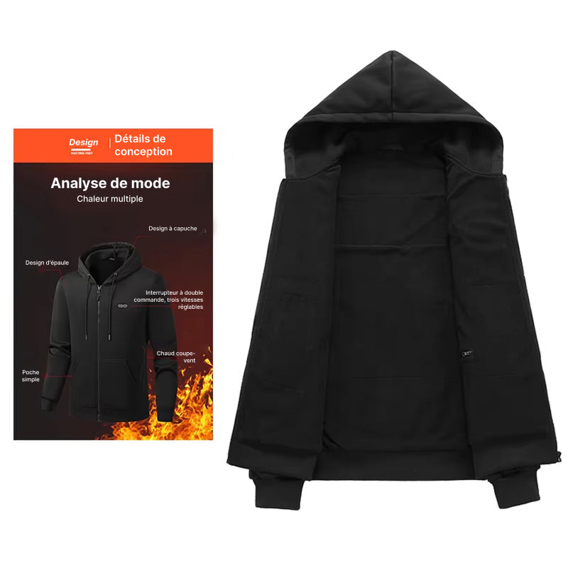 HoodyCoze Sweat Chauffant Homme & Femme 17 Zones Thermiques