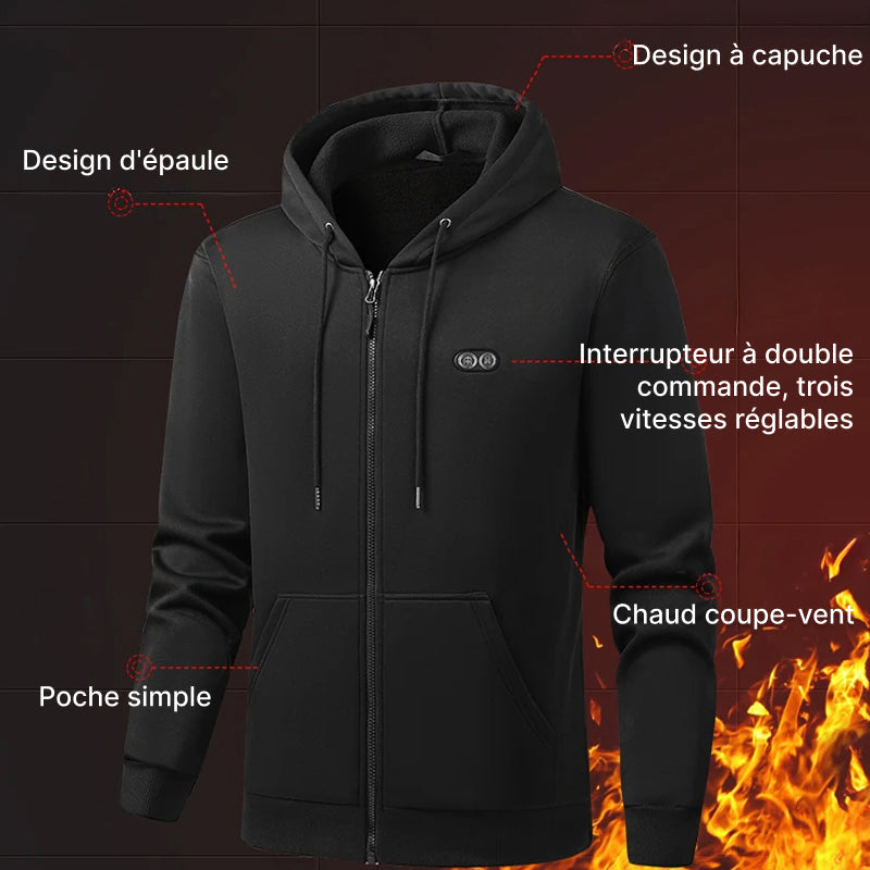 HoodyCoze Sweat Chauffant Homme & Femme 17 Zones Thermiques