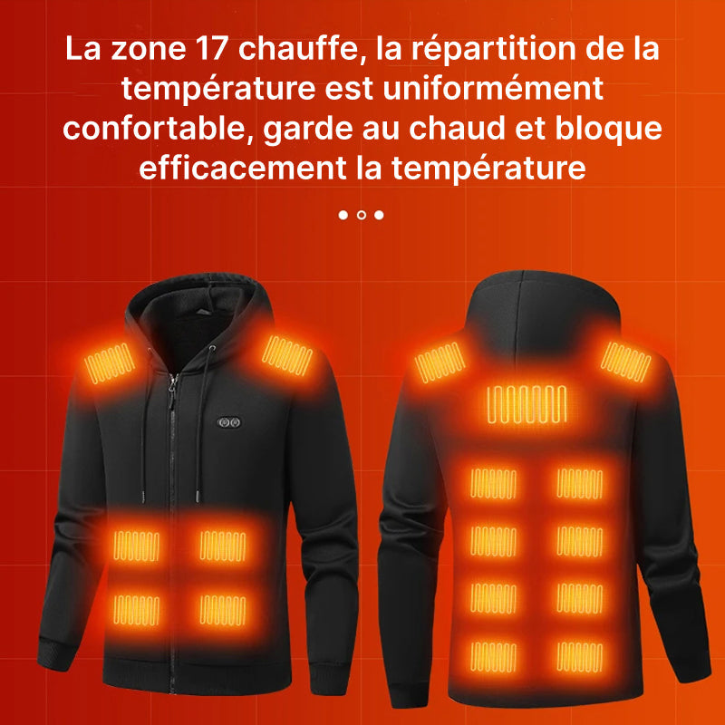HoodyCoze Sweat Chauffant Homme & Femme 17 Zones Thermiques