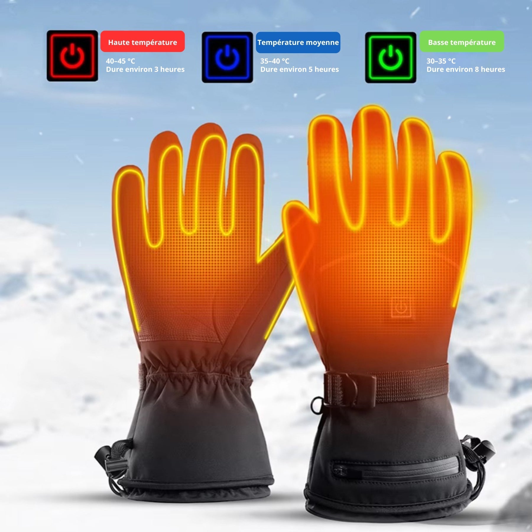 InnoWam – Gants Chauffants Intelligents Étanche 5 Doigts