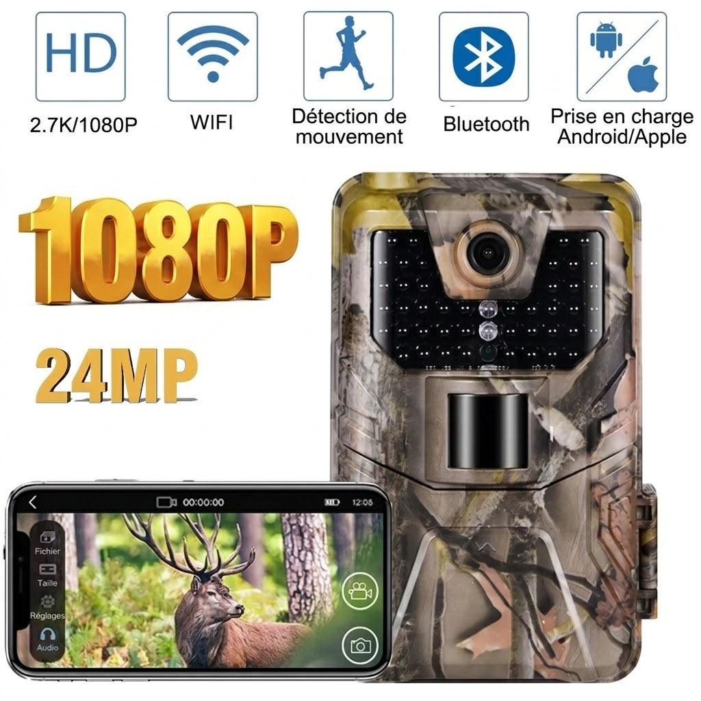 MosSnapie Caméra Faune Sauvage & Animaux de Jardin 4K WiFi