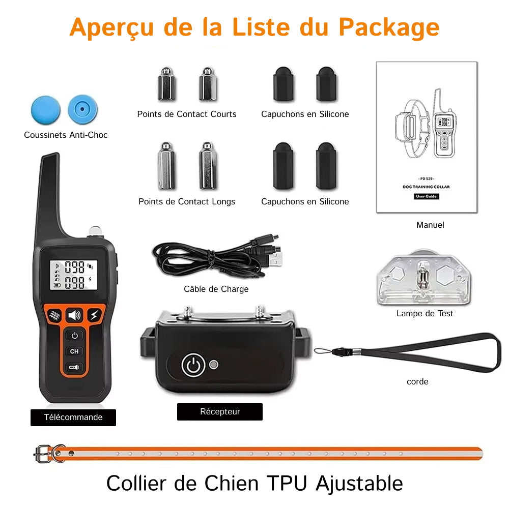 Collier de Dressage pour Chien PawGofu 1000m Étanche IP67