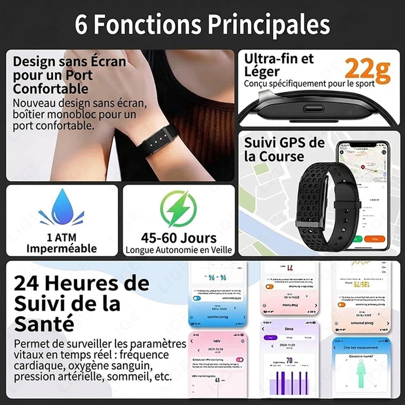 StryaVex | Traqueur D’Activité & Bracelet Connecté Autonomie 30 Jours